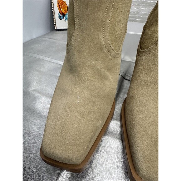 (E2) Vince Camuto Amtinda Square Toe Block Heel Leather Bootie Tortilla 8.5 M - Picture 7 of 15
